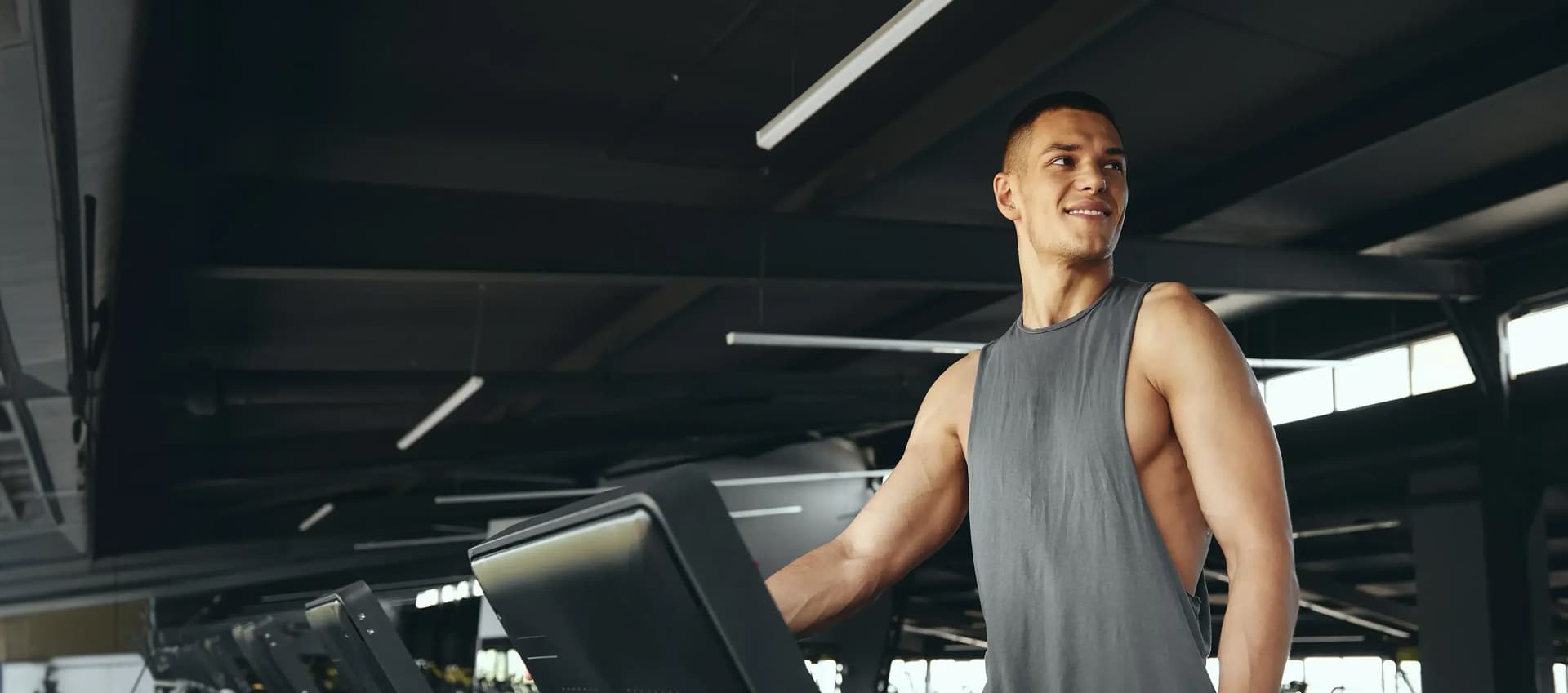 Men running on a treadmill